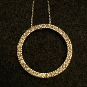 Sterling Silver Diamond Anniversary Circle Necklac